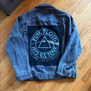 Pink Floyd Blue Jean Jacket with Black and Multicolor Patch